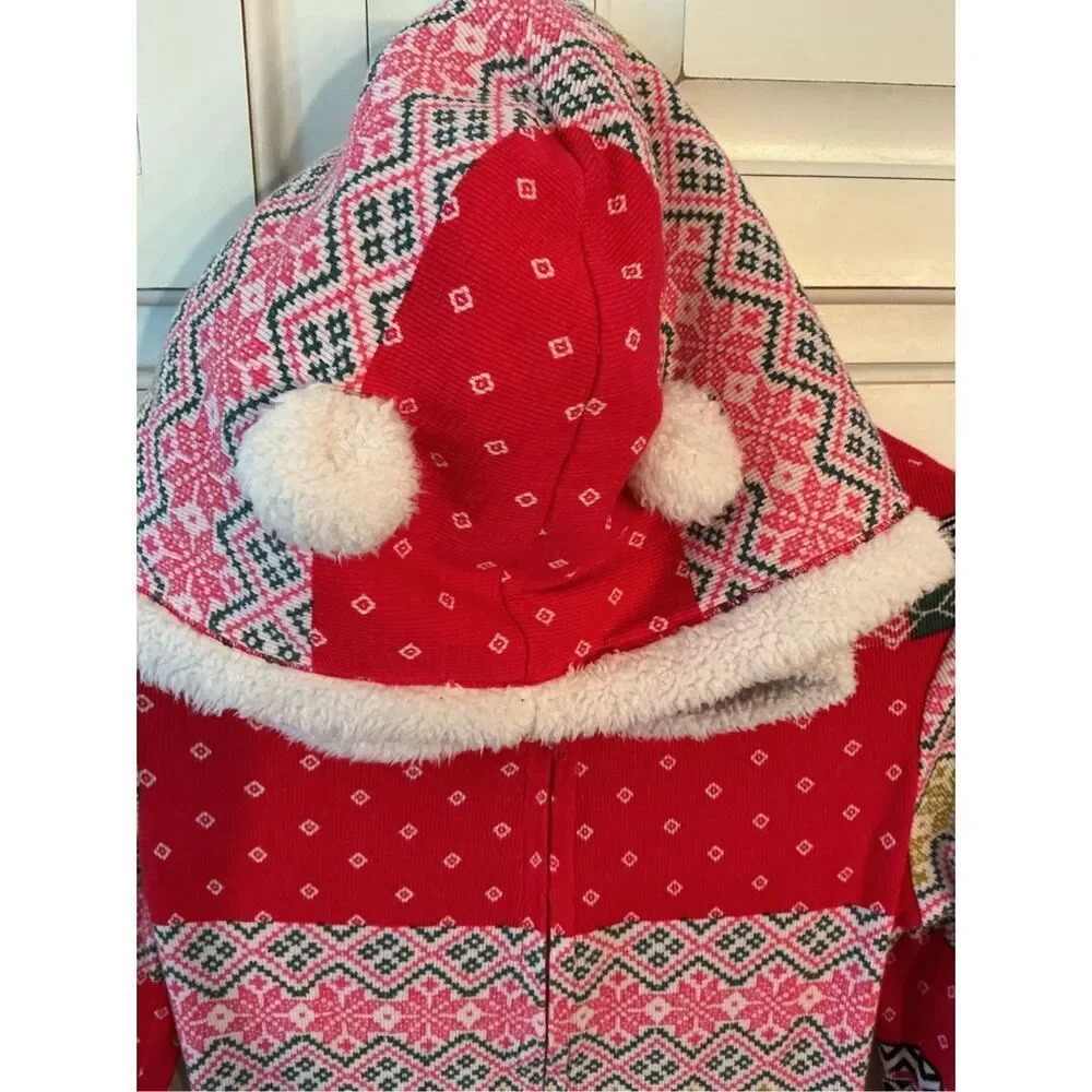 Victoria’s Secret Fair Isle Sherpa Hooded Waffle Weave PJ Pajamas Sz M